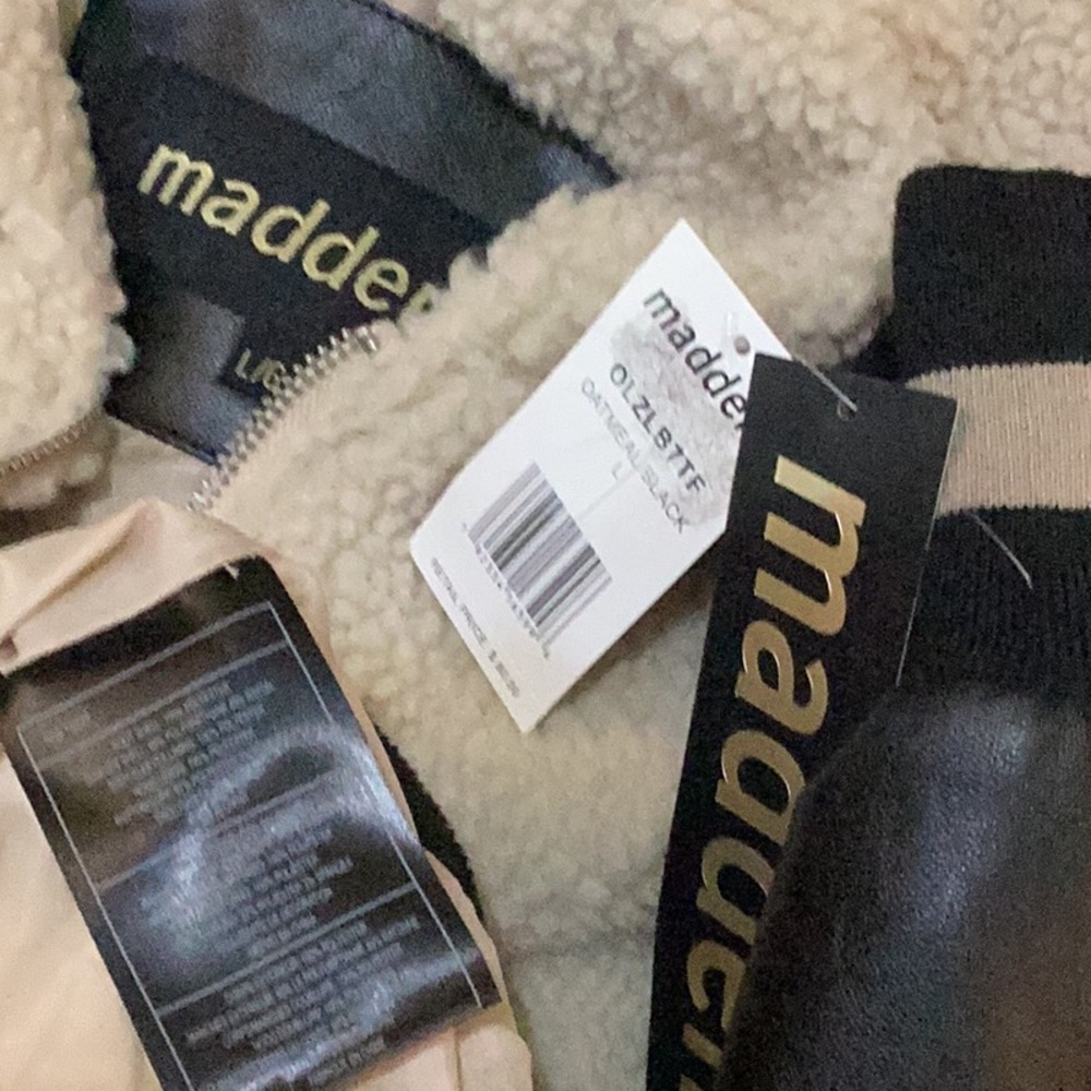 Madden NYC Sleeve Pocket Sherpa Varsity Jacket Large - Picture 9 of 16
